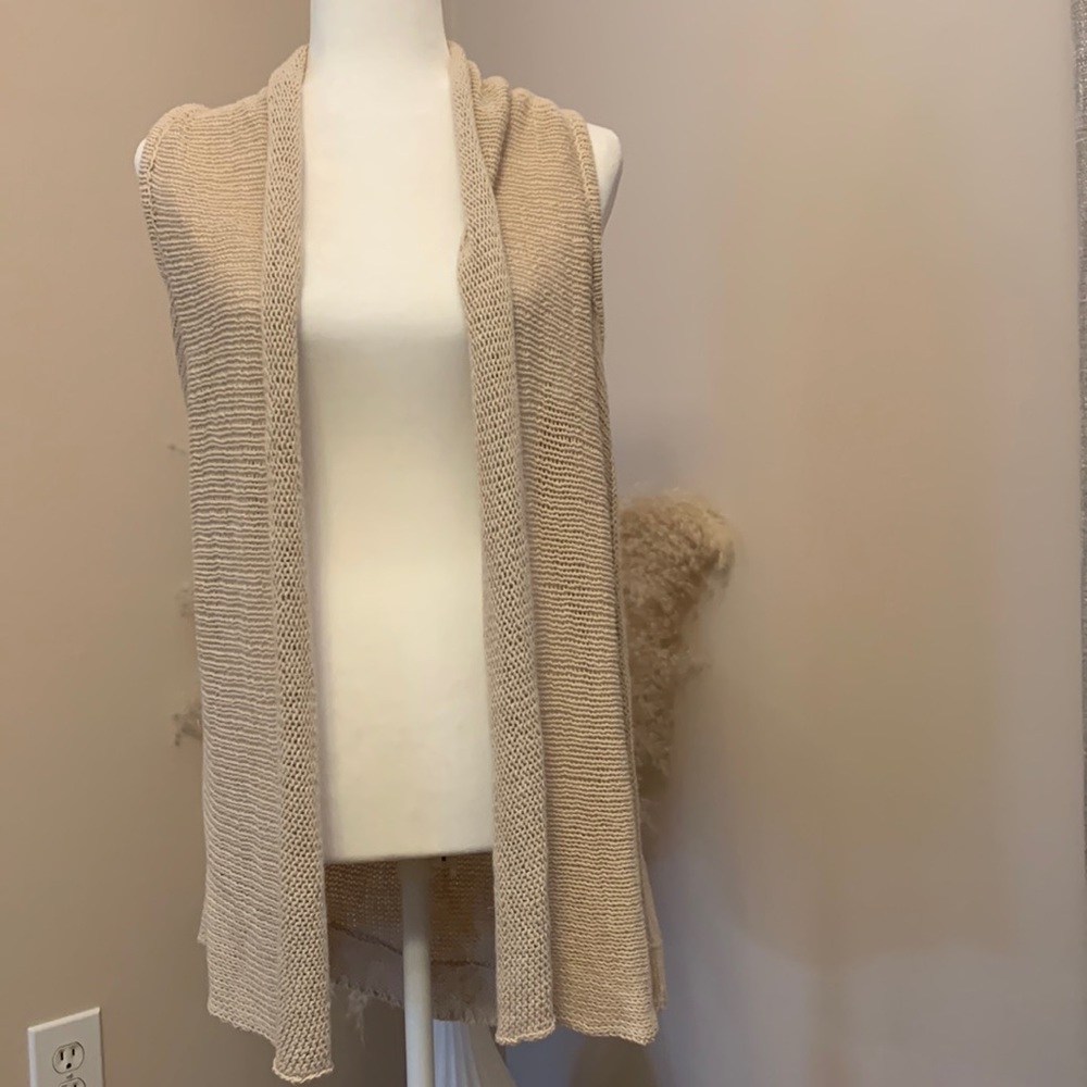 CAbi Linen/ cotton  Blend Sweater Vest
Style 717 Natural, M